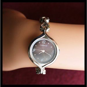 vintage Carriage by Timex women's watch with silver-tone link band - working